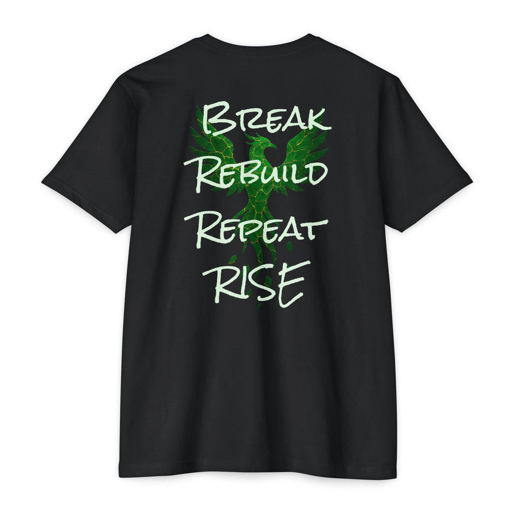 Broken But Not Defeated T-Shirt — "Break Rebuild Repeat Rise" Inspirational Tee