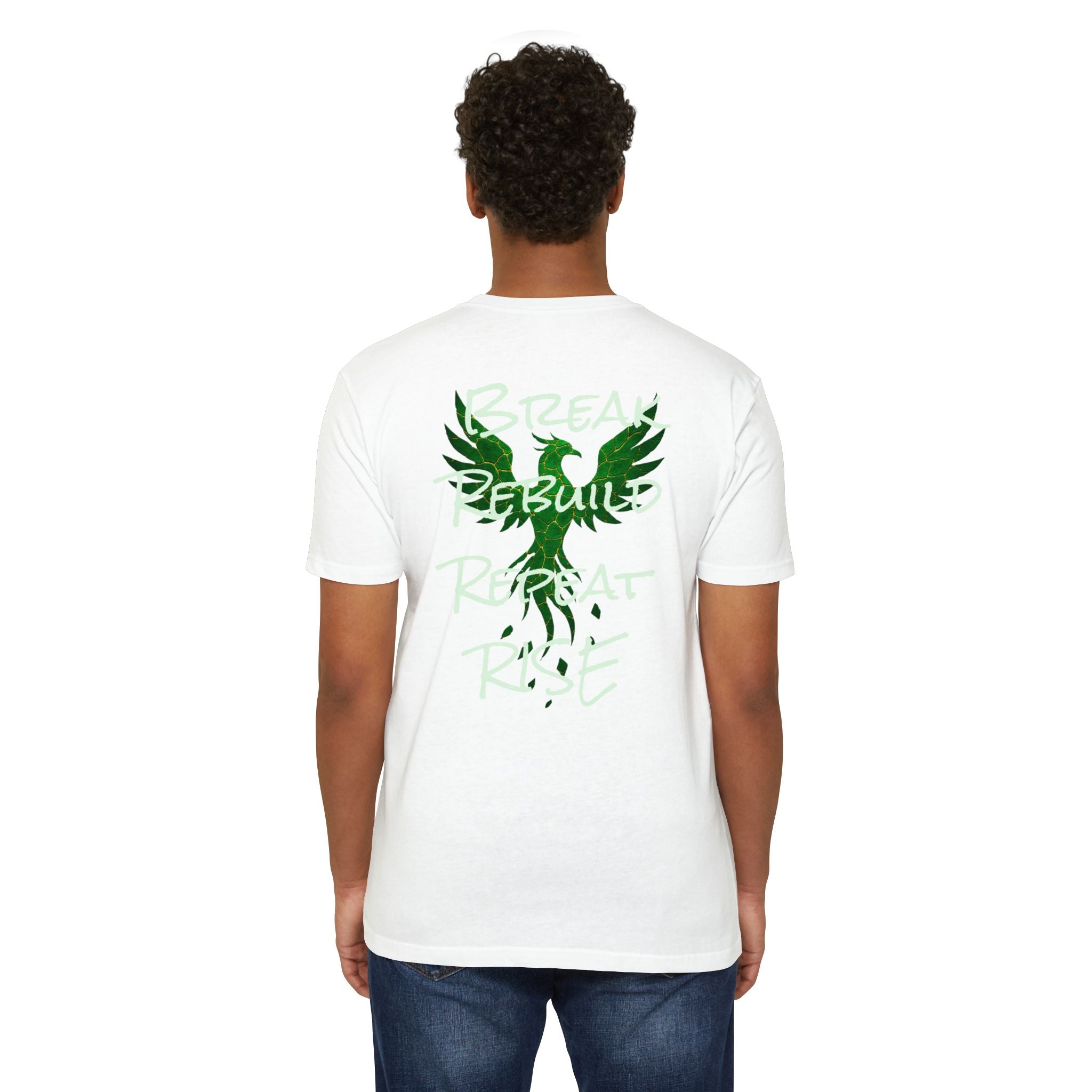 Broken But Not Defeated T-Shirt — "Break Rebuild Repeat Rise" Inspirational Tee