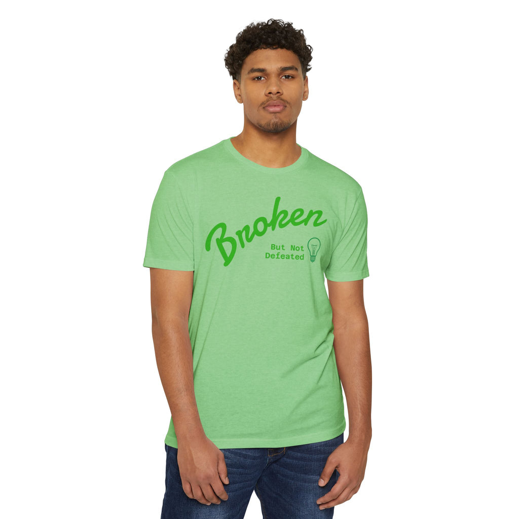 Broken But Not Defeated T-Shirt — "Break Rebuild Repeat Rise" Inspirational Tee