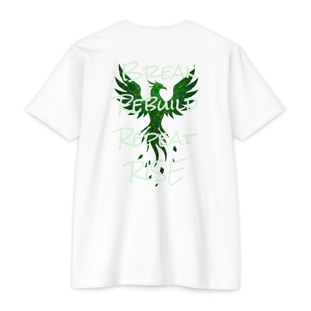 Broken But Not Defeated T-Shirt — "Break Rebuild Repeat Rise" Inspirational Tee