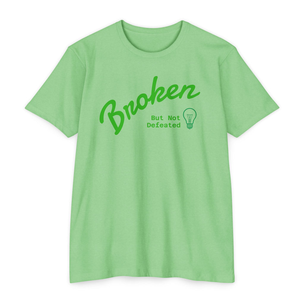 Broken But Not Defeated T-Shirt — "Break Rebuild Repeat Rise" Inspirational Tee