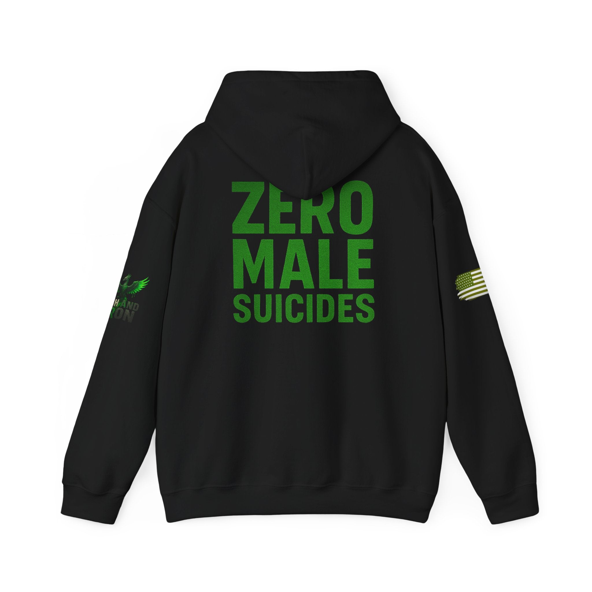 Zero Male Suicides Hoodie — Mental Health Awareness Green Ribbon Pullover