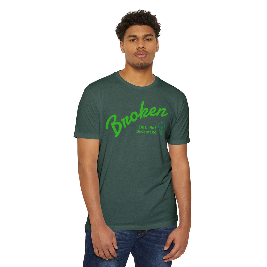 Broken But Not Defeated T-Shirt — "Break Rebuild Repeat Rise" Inspirational Tee