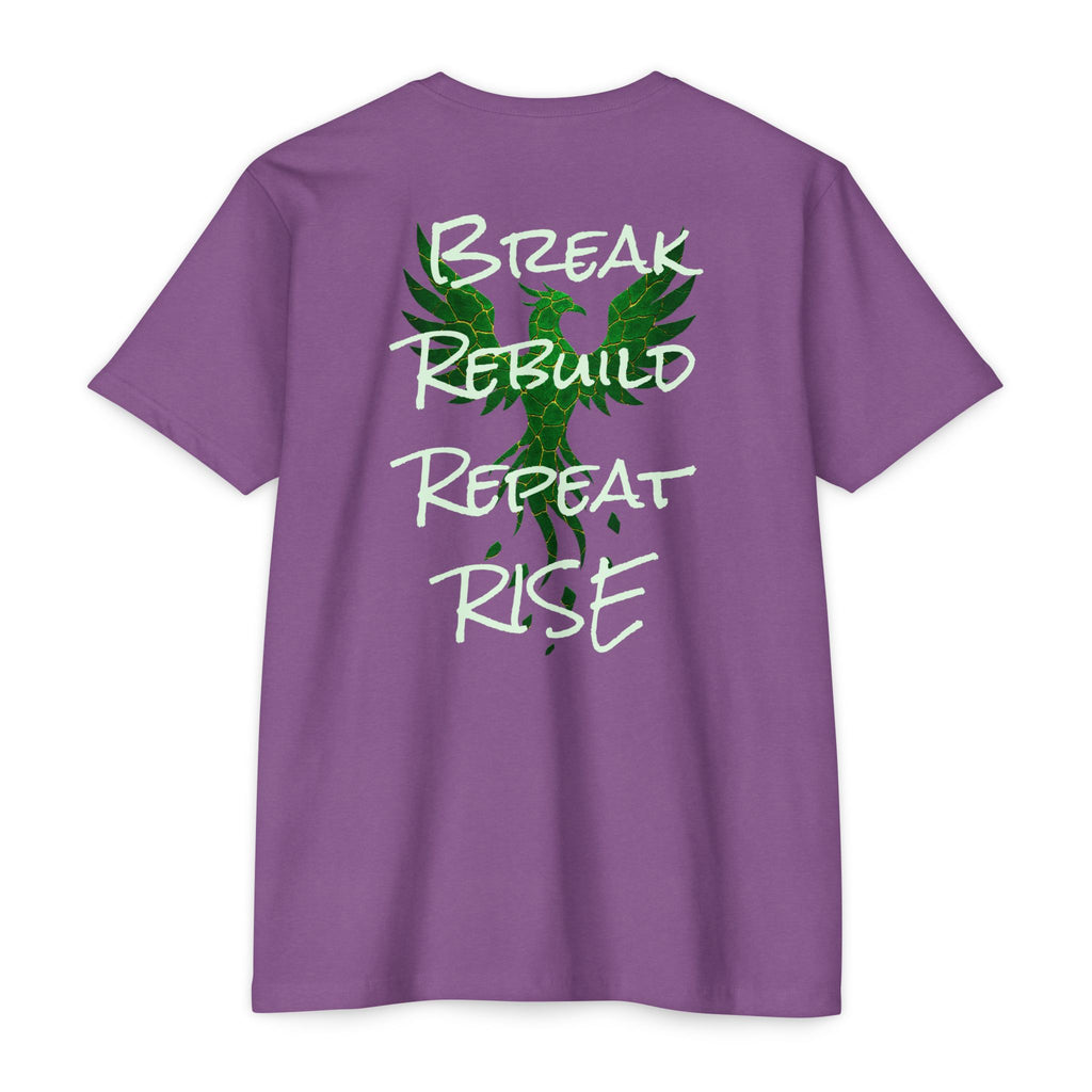 Broken But Not Defeated T-Shirt — "Break Rebuild Repeat Rise" Inspirational Tee