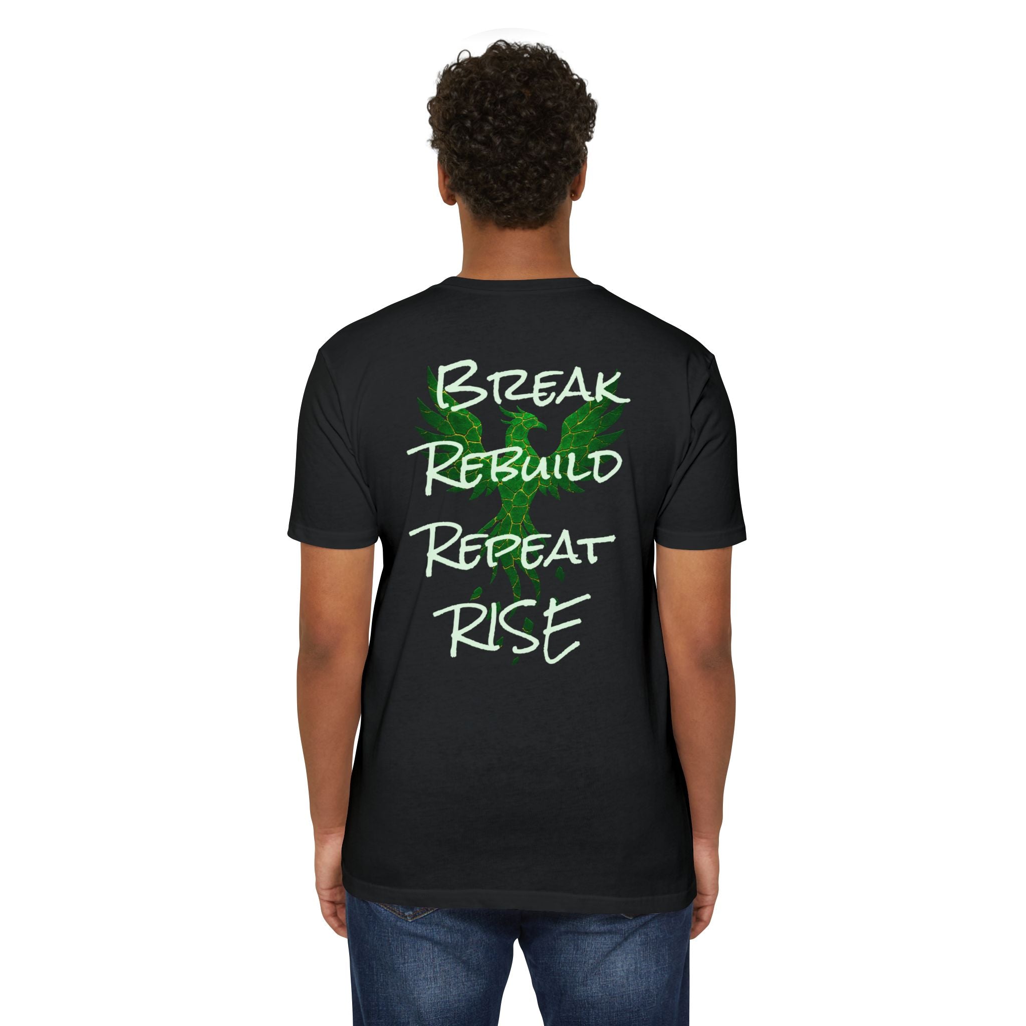 Broken But Not Defeated T-Shirt — "Break Rebuild Repeat Rise" Inspirational Tee