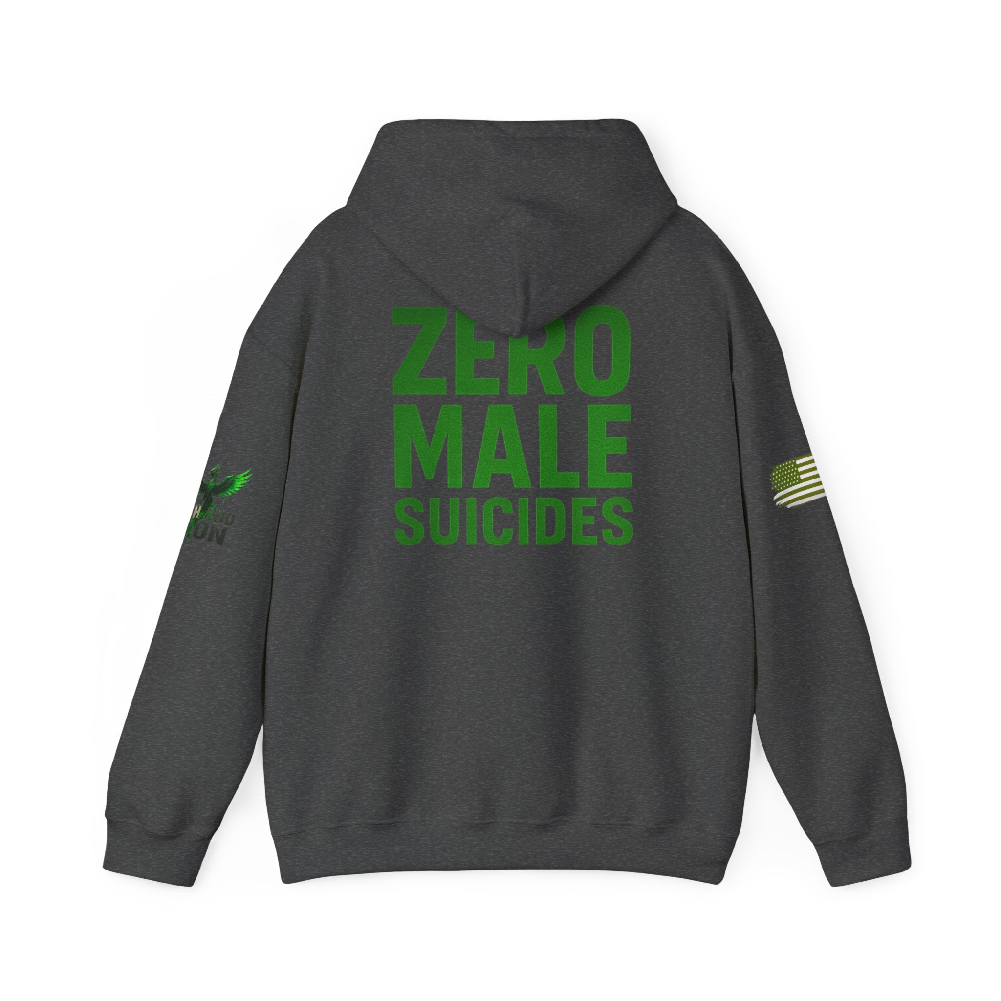 Zero Male Suicides Hoodie — Mental Health Awareness Green Ribbon Pullover