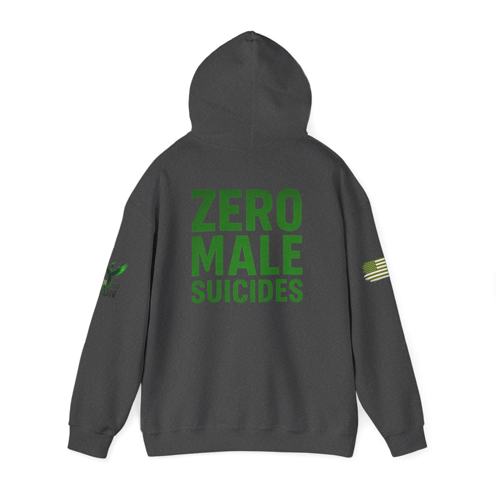 Zero Male Suicides Hoodie — Mental Health Awareness Green Ribbon Pullover